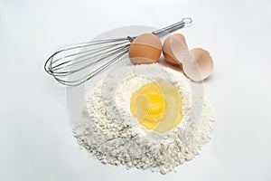 Eggs, flour and kitchen tools