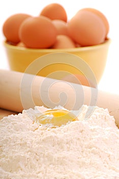 Eggs and flour for making pasta