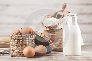 Eggs, flour and milk