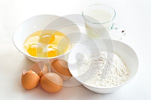 Eggs flour and milk