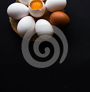 eggs in the form of a daisy on a dark background