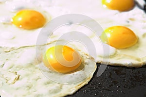 Eggs on a frying pan
