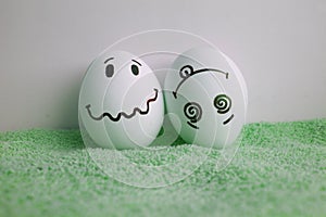 Eggs are funny with faces concept of goosebumps