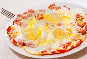 Eggs with ham and cheese