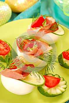 Eggs with ham for easter