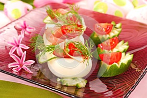 Eggs with ham for easter