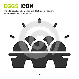 Eggs icon vector with glyph style isolated on white background. Vector illustration egg box sign symbol icon concept