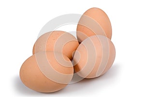 Eggs lying down on a white