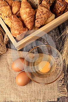 Eggs for make bakery on the sack