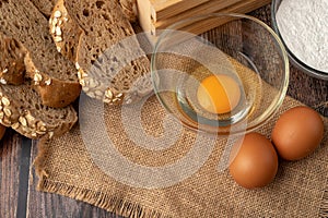 Eggs for make bakery on the sack