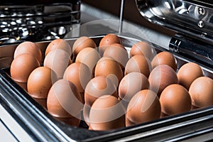 Eggs in metal tray