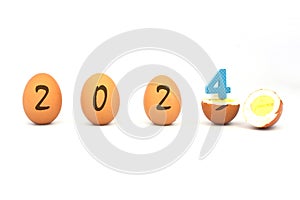 eggs with numbers isolate on white background.