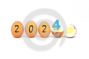 eggs with numbers isolate on white background.