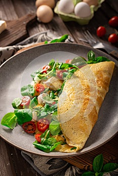 Eggs omelette with vegetables