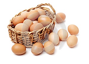 Eggs in and out of bamboo basket
