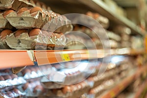 Eggs in a package on a store window