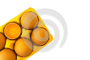 Eggs in a package on a white background, isolate.