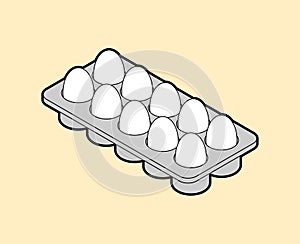 Eggs in packaging isometric isolated. Egg