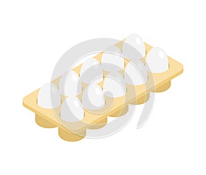Eggs in packaging isometric isolated. Egg