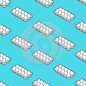 Eggs in packaging isometric pattern seamless. Egg background