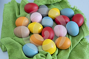 eggs painted in different colors to celebrate Easte