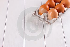 Eggs in the paper tray package