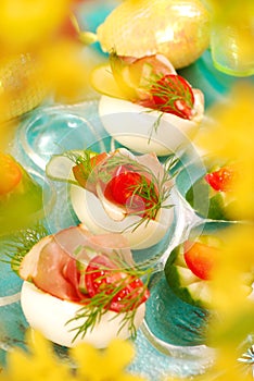 Eggs with parma ham for easter