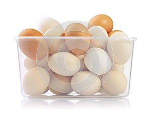 Eggs in plastic box