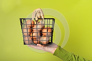 Eggs and rabbit in a basket