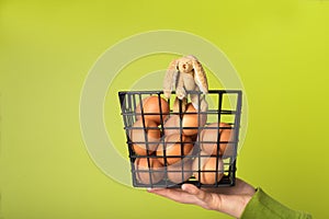 Eggs and rabbit in a basket
