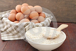 Eggs and raw rice