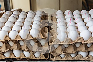Eggs for sale at the Mehrgon Market in Dushanbe