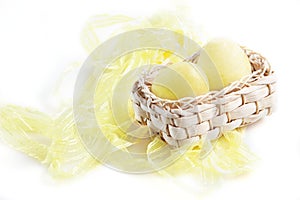 Eggs in the strawy basket