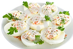 Eggs stuffed with red fish