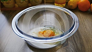 Eggs and sugar being mixed