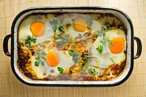 Eggs and vegetables cooked