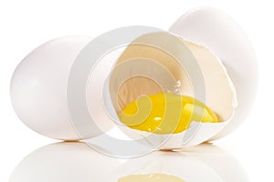 Egg with Eggyolk on white Background