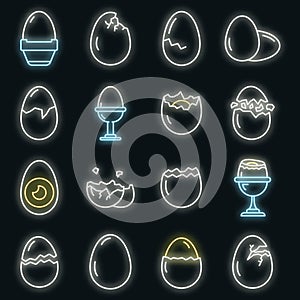 Eggshell icons set vector neon