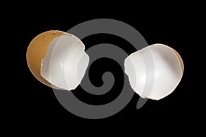 Eggshell isolated on black background