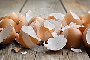 Eggshell. Shell of eggs on kitchen table