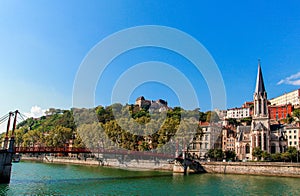 Eglise Saint Georges and the river Saone photo
