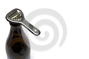 ego view brown bottle opener cap white background