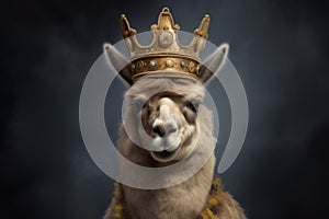 a king alpaca in his crown being self proud photo