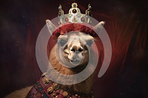 a king alpaca in his crown being self proud photo