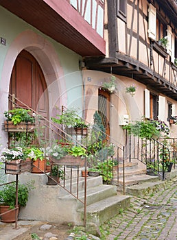 Eguisheim, France - june 19 2015 : picturesque village in summer