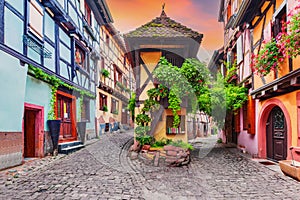 Eguisheim, France. most beautiful villages of Alsace