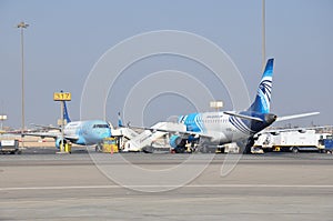 Egypt Air airplanes in airport