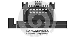 Egypt, Alexandria, Citadel Of Qaitbay travel landmark vector illustration