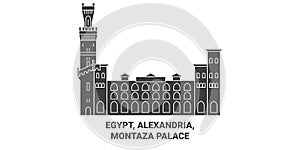 Egypt, Alexandria, Montaza Palace travel landmark vector illustration