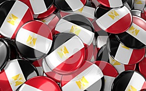 Egypt Badges Background - Pile of Egyptian Flag Buttons.